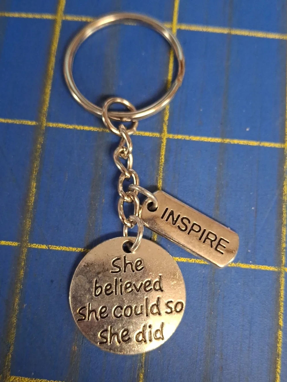 Inspire She Believed She Could So She Did Silver Keyring Purse Charm